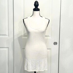 Long Beige / Ivory Ribbed Tank Top or Mini Dress by Heart Moon Star, Size Small
